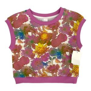 BP 100% Organic Cotton Sleeveless Pink Floral Crewneck Top Size 18 Months NWOT
